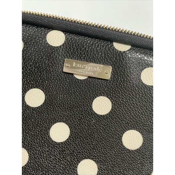 Kate Spade New York Laptop Ipad Tablet Case Bag Black Polka Dots Padded Zip - Picture 2 of 9